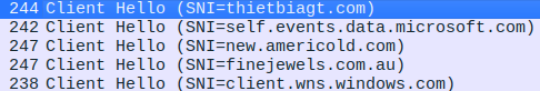 Listing the domains where the malicious files were downloaded to the victim host.