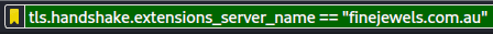 Filtering TLS handshake for finejewels.com.au in Wireshark.
