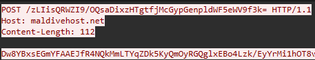 The domain name of the post-infection traffic maldivehost.net